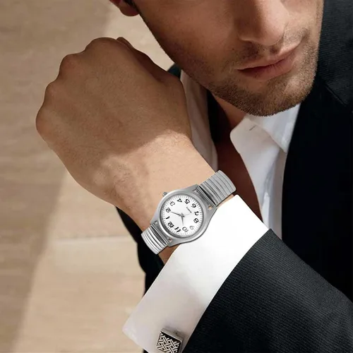 Vista 5 de Avaner Reloj de pulsera con correa elástica reloj de pulsera ultrafino reloj de pulsera analógico de gran número para hombres y mujeres
