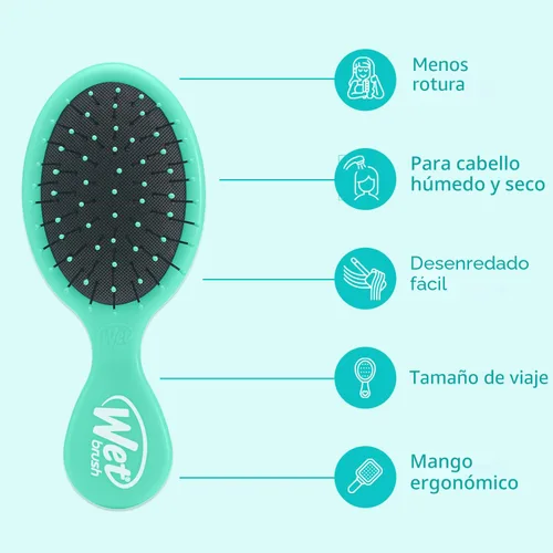 Vista 3 de Wet Brush - Cepillo desenredante Squirt, exclusivo de Amazon color aguamarina, mini desenredante, cerdas IntelliFlex ultrasuaves sin enredos