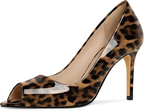 Vista 15 de Eldof Zapatos de tacón alto con punta abierta para mujer, con puntera abierta, para boda, sexy, para novia, clásicos, de 3.5 pulgadas Beige