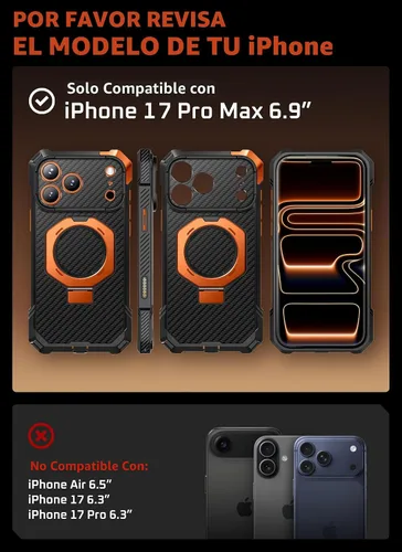 Vista 2 de SUPCASE Funda para iPhone 17 Pro Max con función atril (agarre de unicornio escarabajo), cubierta de control de cámara, compatible con MagSafe