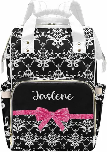 Vista 27 de Newcos Bolsa de pañales personalizada con estampado de corona con nombre personalizado de África negra para mujer, bolsa de pañales de viaje casual