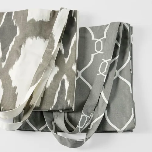 Vista 9 de HPD Half Price Drapes Bolsas de compras reutilizables para comestibles, paquete de 2 bolsas de algodón ligeras PRCT-GB81602-ST, Aiden Geometric