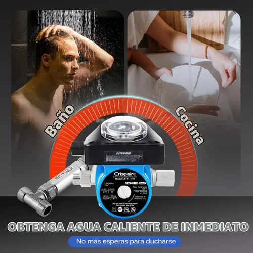 Vista 6 de Kit de válvula de sensor de acero inoxidable 304 de repuesto para sistema de bomba de recirculación de agua caliente instantánea, incluye válvula
