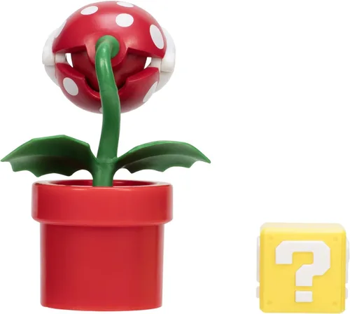 Vista 5 de Super Mario Nintendo - Figura de planta de piraña de 4 pulgadas con accesorio de bloque de preguntas. A partir de 3 años (con licencia oficial)