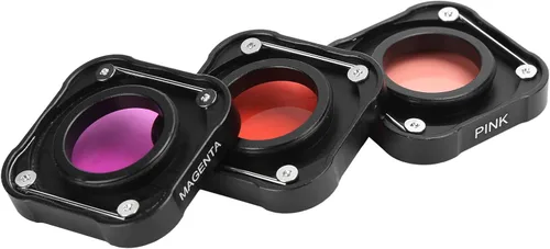 Vista 2 de Juego de filtros de lente de 3 piezas, filtro de cámara de aleación de aluminio, lente de vidrio óptico, juego de filtro de buceo subacuático