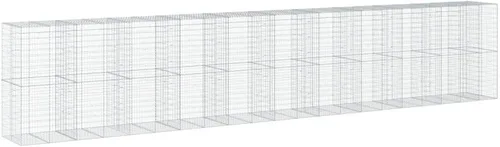 Vista 68 de vidaXL Cesta de gavión con tapa, 39.4 x 19.7 x 39.4 pulgadas, hierro galvanizado rectangular, resistente a la intemperie, montaje sin herramientas