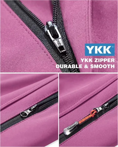 Vista 3 de Pantalones de senderismo para mujer, impermeables, resistentes al viento, con forro polar, con 4 bolsillos con cremallera