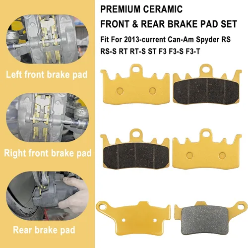 Vista 4 de Juego de pastillas de freno Premium de cerámica delanteras y traseras para Can-Am Spyder RS RS-S RT RT-S ST F3 F3-S F3-T, kit de pastillas de freno