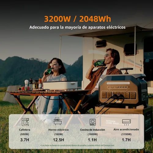 Vista 6 de Estación de energía portátil IEE de 3200 W P3200, generador solar de 2048 Wh, carga de CA de 1800 W y carga solar de 1000 W, estación de energía