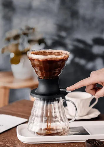 Vista 5 de BeeCa Clever - Gotero de café, cafetera de vidrio con control de un solo interruptor para estilos de prensa francesa y goteo, sistema de preparación