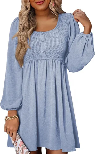 Vista 13 de Dokotoo Vestidos de otoño para mujer 2026 Vestido casual de manga larga Verde
