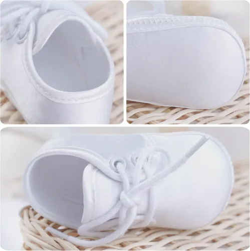 Vista 4 de Booulfi Botines de bebé para recién nacidos para bautizo, vestido blanco con cruz de bautismo
