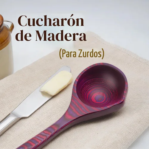 Vista 4 de Cucharones de sopa profundos de madera de Pakka para zurdos con boquilla Cucharón de madera de Pakka de 10 pulgadas Cucharón de madera grande