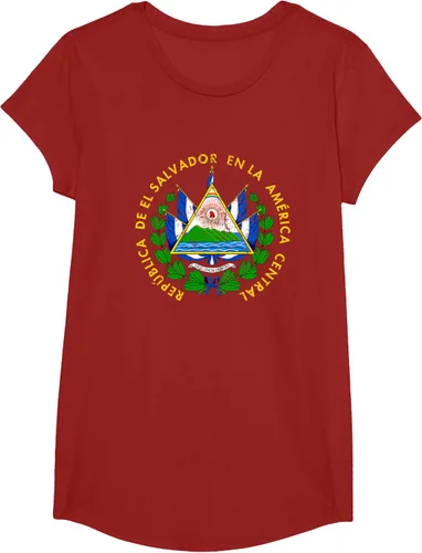 Vista 50 de Escudo de armas de El Salvador Salvadoran Distressed Design T-Shirt