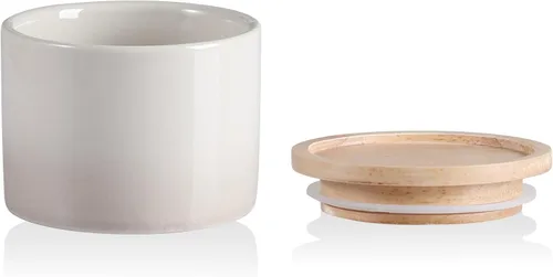Vista 60 de Recipientes de cocina Sweejar, tarro de almacenamiento de cerámica para alimentos, recipientes apilables con tapa hermética de madera para servir