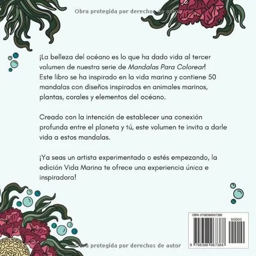 Vista 2 de Mandalas Para Colorear Vida Marina 50 mandalas dibujados a mano (Spanish Edition)