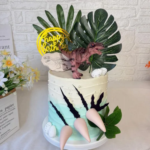 Vista 7 de Decoración para tartas de dinosaurio, garras de dinosaurio de arcilla y marcas de rascar, decoraciones para pasteles para temática de dinosaurios