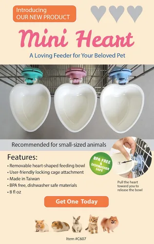 Vista 8 de Choco Nose Tazón de comida extraíble patentado en forma de corazón para perros, cachorros, conejos, gatos, cobayas, chinchillas, pájaros, plato