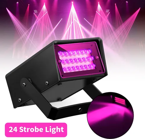 Vista 2 de ENUOLI Mini luz estroboscópica LED de color blanco con 24 LED superbrillantes de control de velocidad variable para clubes de Navidad, efecto