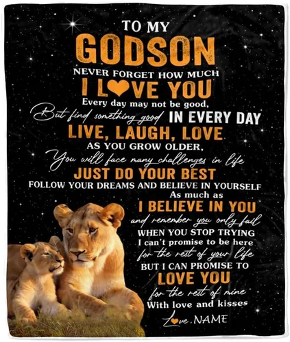 Vista 14 de Manta personalizada con texto en inglés «To My Godson», de Godmother Godmother Wolf Moon, My Love for You is Forever Godson Birthday Christmas
