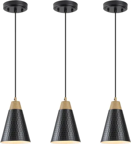 Vista 19 de Lámpara colgante negra enchufable, luces colgantes con interruptor de encendido/apagado de cable de enchufe, mini luces colgantes para isla