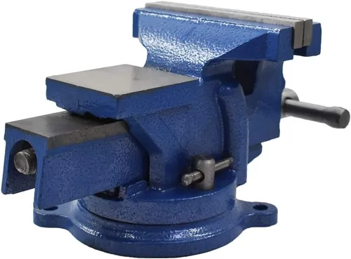 Vista 3 de Tornillo de banco resistente de 4 pulgadas, base giratoria de 360 grados y cabeza con yunque para el hogar, abrazadera para manualidades, pintura