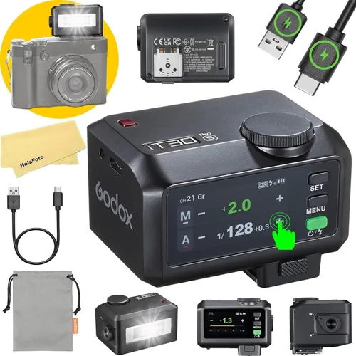 Vista 11 de Godox iT30 Pro N iT30Pro-N TTL Mini cámara flash para Nikon Flash Speedlight Speedlite, maestro y receptor inalámbrico, pantalla táctil a todo