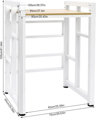 Vista 3 de Soporte apilable para lavadora y secadora con estantes ajustables, estante de almacenamiento para lavadora y secadora, ahorro de espacio, kit