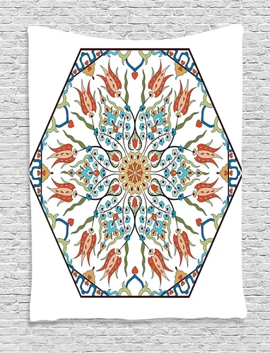 Vista 32 de Ambesonne Colección de decoración de flores de acuarela, rosas pálidas y flores pequeñas lindas, pintura ilustraciones de época bonitas florales