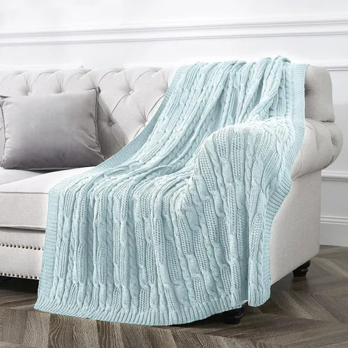 Vista 2 de Aormenzy - Mantas de punto trenzadas de 50 x 60 pulgadas, manta suave, acogedora y ligera, manta de acrílico lavable a máquina, manta decorativa