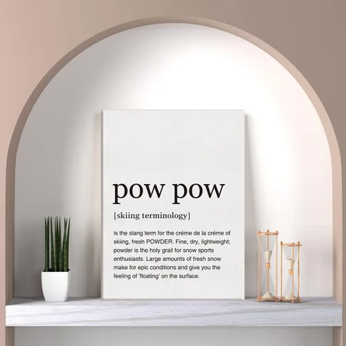 Vista 5 de LEXSIVO Lienzo impreso con definición de Pow Pow, arte de pared, decoración de oficina en casa, pintura artística de esquí, 12 x 15 pulgadas, lienzo