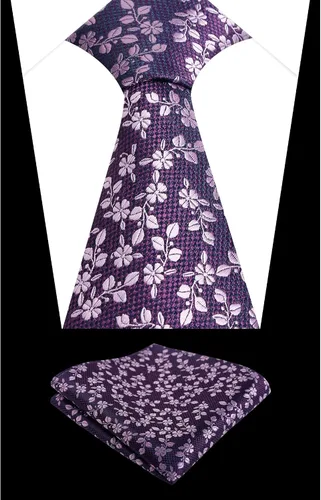 Vista 86 de Alizeal Mens 3.15inches Leaf Flower Pattern Tie with Floral Pocket Square Set