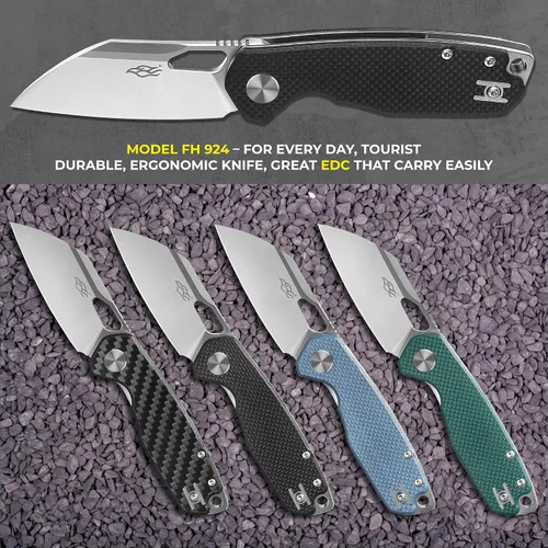Vista 7 de Firebird GANZO FH924-BK Cuchillo Plegable de Bolsillo con Rodamiento de Bolas Wharncliffe Hoja de Acero D2 Mango G10 Antideslizante con Clip Camping