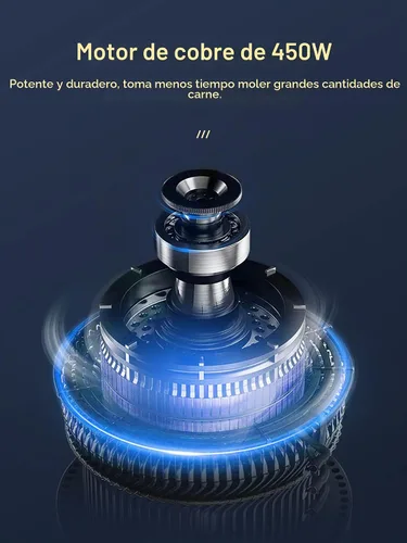 Vista 2 de Picadora de carne eléctrica, picadora de carne de alta resistencia, máquina de embutir salchichas, picadora de alimentos con kit de salchichas y Azul