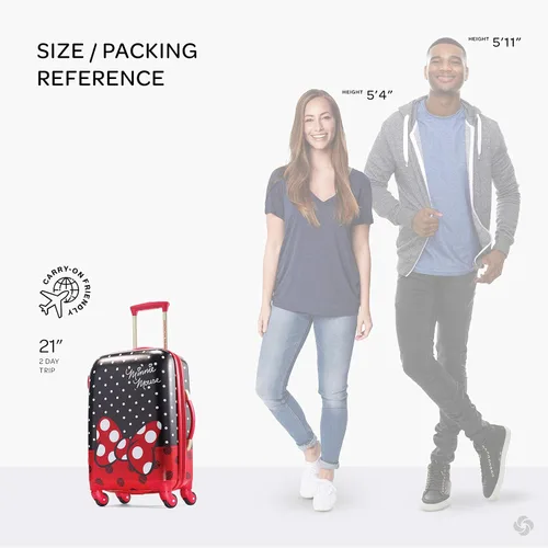 Vista 2 de American Tourister Disney Minnie Mouse moño rojo, valija rígida con ruedas 21 pulgadas, Multicolor), 67612-4754
