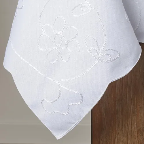 Vista 2 de Violet Linen Dublin - Mantel de diseño bordado blanco de 72 x 120 pulgadas, rectangular, rectangular