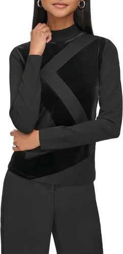 Vista 5 de Karl Lagerfeld Paris Top elástico de manga larga con logotipo para mujer