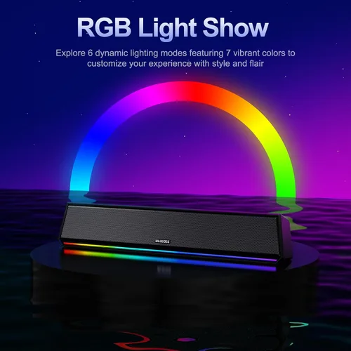 Vista 13 de Bluedee Altavoces de computadora para PC de escritorio, altavoces Bluetooth 5.3 para PC con luz RGB dinámica, barra de sonido de computadora