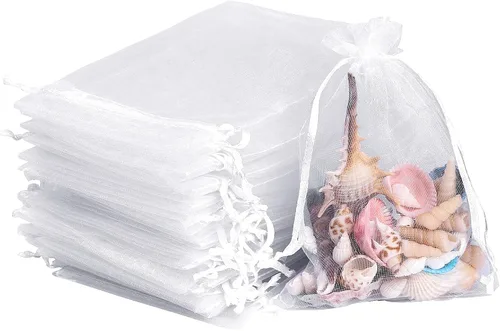 Vista 13 de 100 bolsas de organza – Bolsas de joyería de 4 x 6 pulgadas con cordón, malla negra para embalaje de regalo, fiesta, boda, festivo