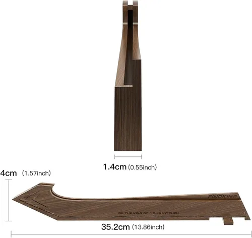 Vista 3 de FINDKING Dynasty Series - Cuchillo de jamón de acero revestido de 12 pulgadas y protector de bordes magnético de nogal