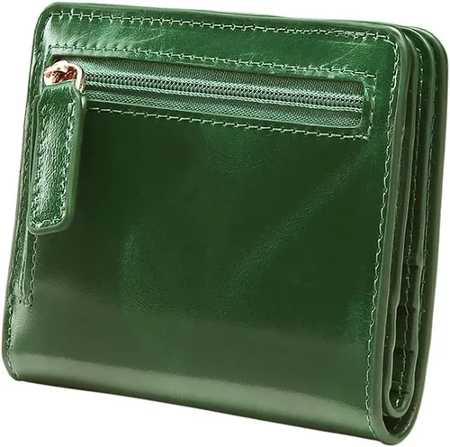 Vista 12 de Itslife - Cartera de piel con cierre de cremallera para mujer, tamaño pequeño, con ventana para identificación, marrón (Waxed Brown)), 1301