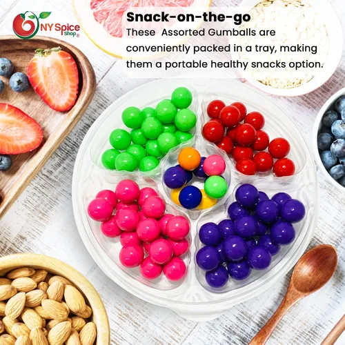 Vista 6 de NY Spice Shop Bandeja surtida de chicles – Bandeja de chicles afrutados de 2 libras – Gumballs para bufé de dulces – Bolas de chicle jugosas