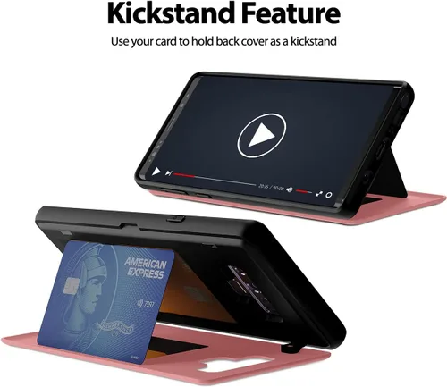 Vista 7 de GOOSPERY - Parachoques magnético para puerta compatible con Galaxy Note 9, funda tipo billetera con tarjetero, cierre automático por imán, funda