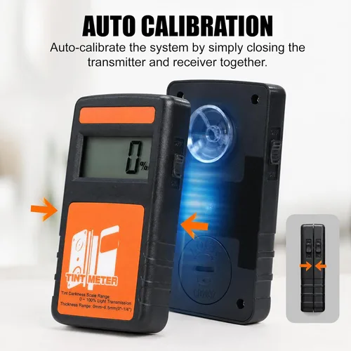 Vista 4 de Medidor de tinte, medidor de tinte de ventana de 2 piezas, 0.0% a 100% VLT con ± 2% de precisión rastreable, calibración automática, batería