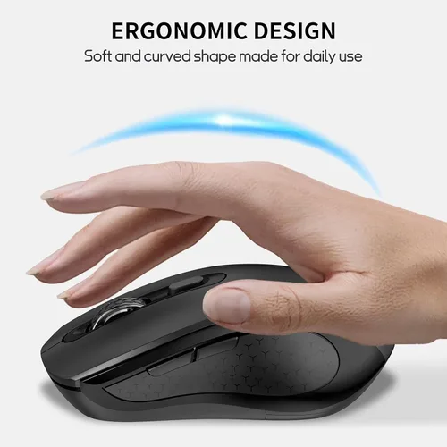 Vista 5 de Ratón inalámbrico silencioso ergonómico de la llave lateral de 6 Negro