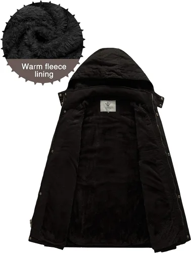 Vista 3 de Chaqueta WenVen parca de invierno con capucha extraíble cálida para hombre