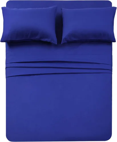 Vista 19 de Juego de sábanas de diseño estampado clásico - Juegos de sábanas con bolsillo profundo ultra suave y transpirable., Microfibra, Celeste (Baby Blue)
