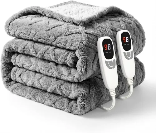 Vista 9 de Manta térmica de 50 x 60 pulgadas con 9 niveles de calefacción y apagado automático de 1-10 horas, manta eléctrica con certificación ETL y FCC