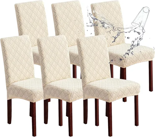 Vista 24 de Genina Juego de 4 fundas 100 % impermeables para sillas de comedor grandes, fundas protectoras elásticas para sillas Parson para el hogar