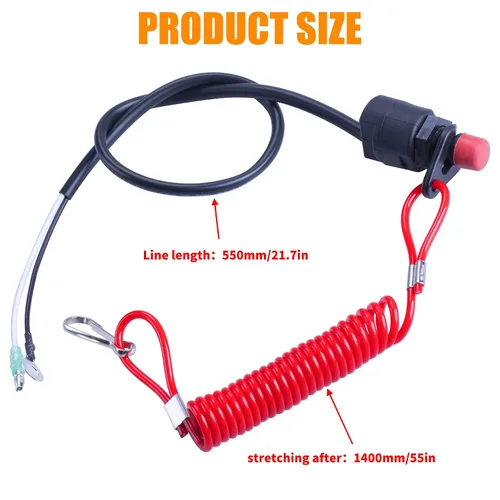 Vista 2 de Cordón universal fuera de borda para motor para matar el motor con interruptor de parada urgente/cordón de seguridad, 2 piezas compatible
